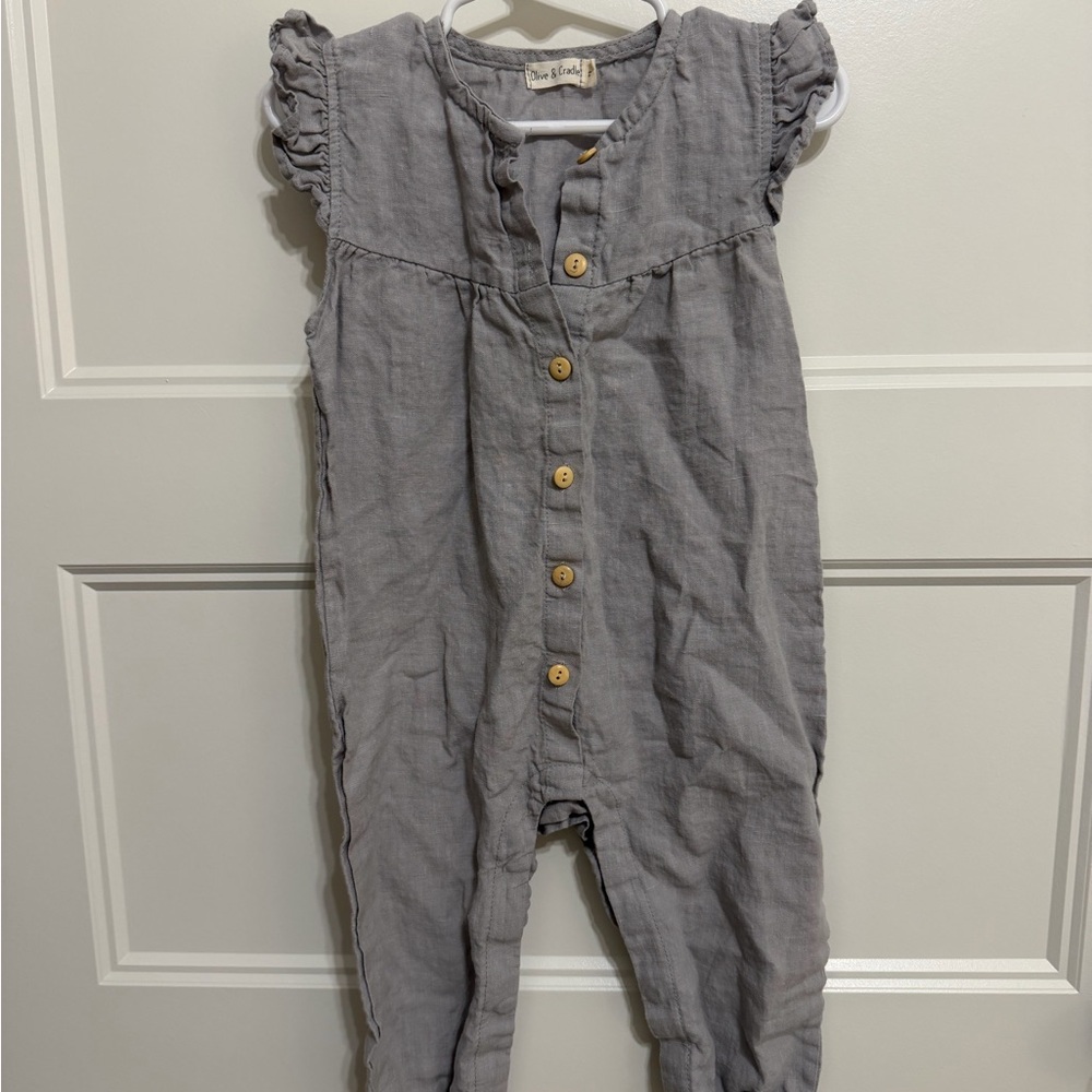 Gray Linen Romper